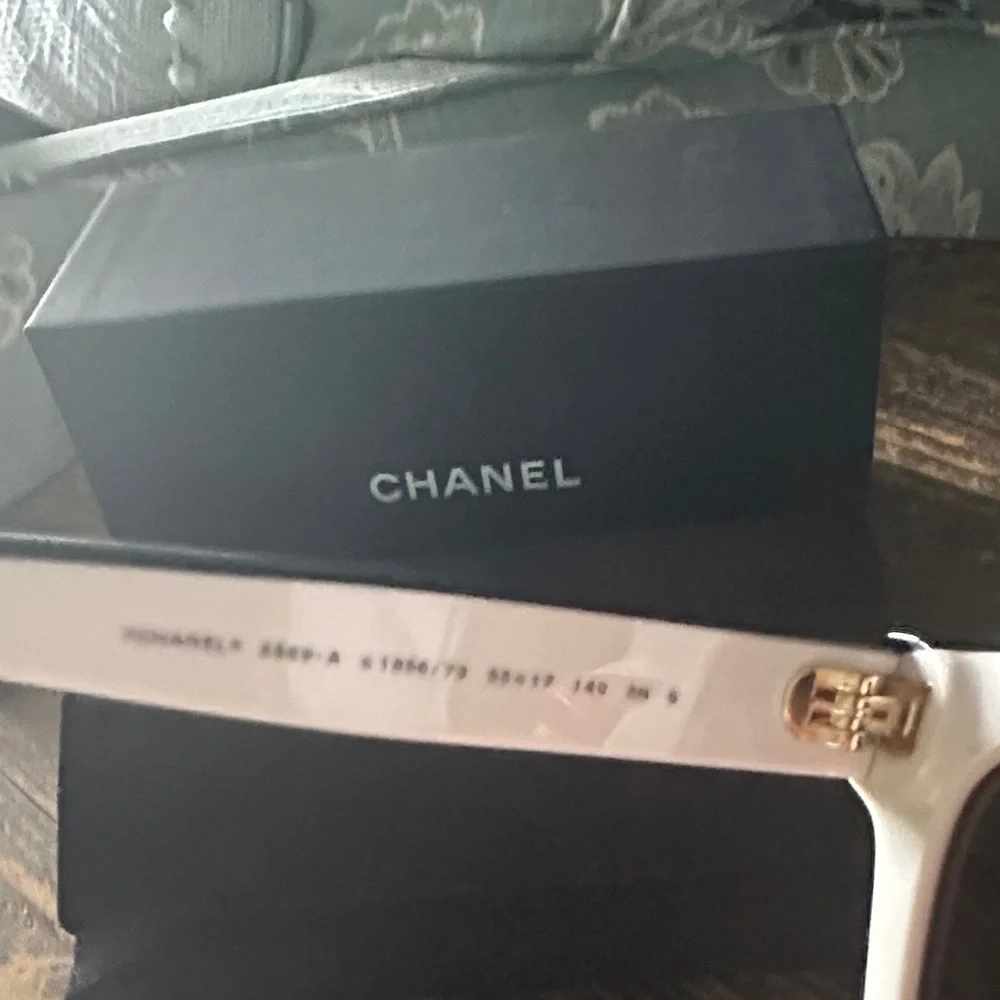 CHANEL White Frame Sunglasses with Brown Lenses - Women's Designer Shades